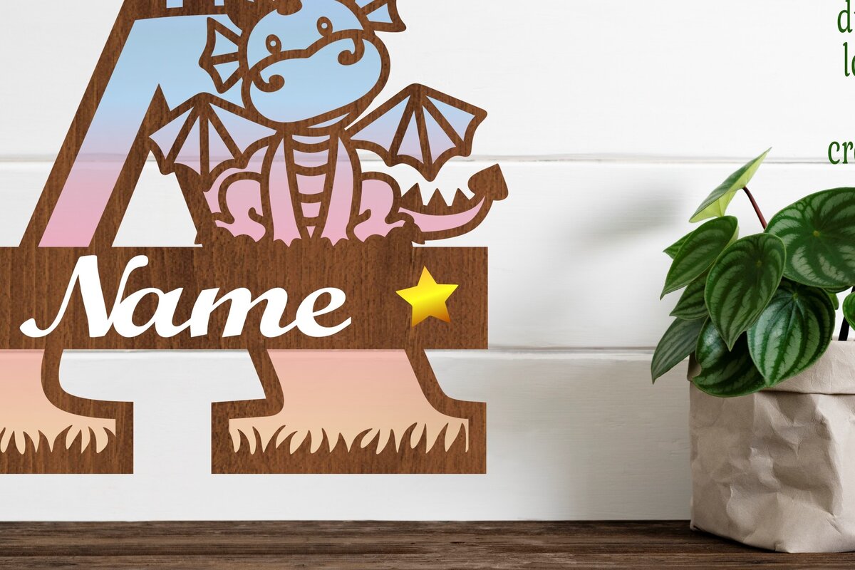 Intra απο ξύλο plywood 3mm-4mm πάχος - Δράκος κεφαλαίο μονόγραμμα επιστολή ένα  Cut Δίασταση 30x20 cm INTRAFABR-75363542