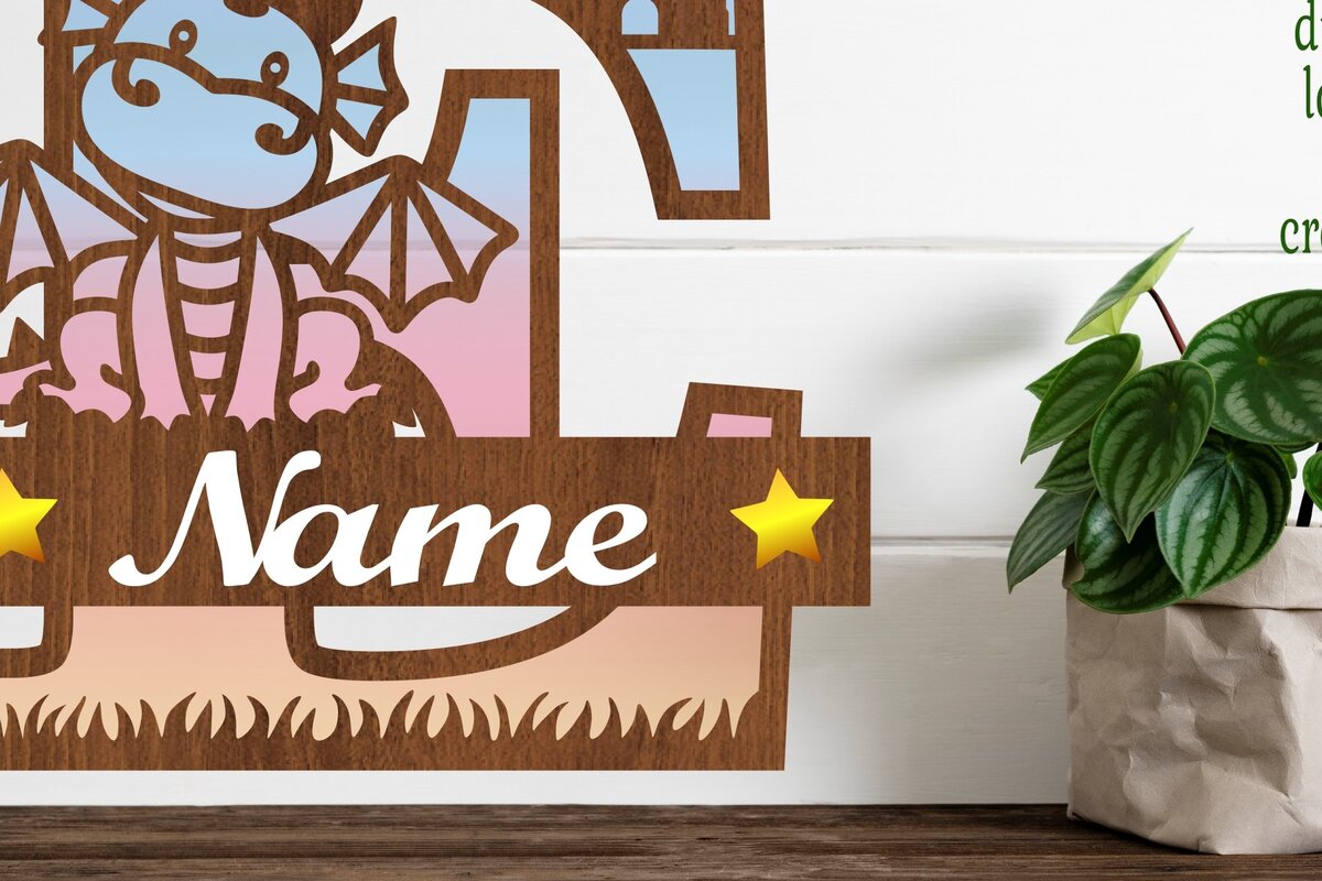 Intra απο ξύλο plywood 3mm-4mm πάχος - Δράκος κεφαλαίο μονόγραμμα Letter E  Cut Δίασταση 30x20 cm INTRAFABR-75363613