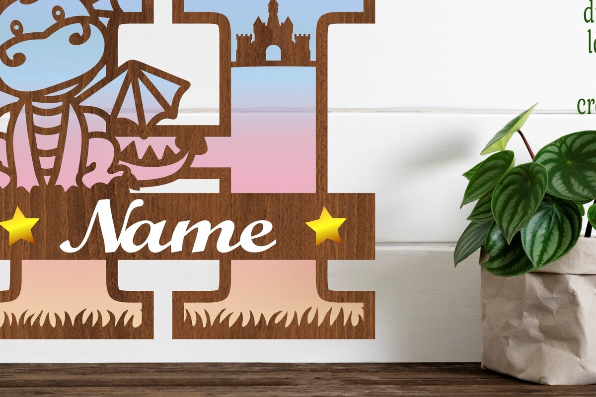 Intra απο ξύλο plywood 3mm-4mm πάχος - Δράκος κεφαλαίο μονόγραμμα Γράμμα H  Αποκοπή Δίασταση 30x20 cm INTRAFABR-75363666