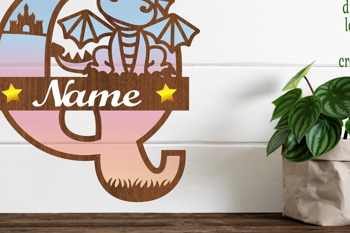 Intra απο ξύλο plywood 3mm-4mm πάχος - Δράκος κεφαλαίο μονόγραμμα Γράμμα Q  Cut Δίασταση 30x20 cm INTRAFABR-75363830