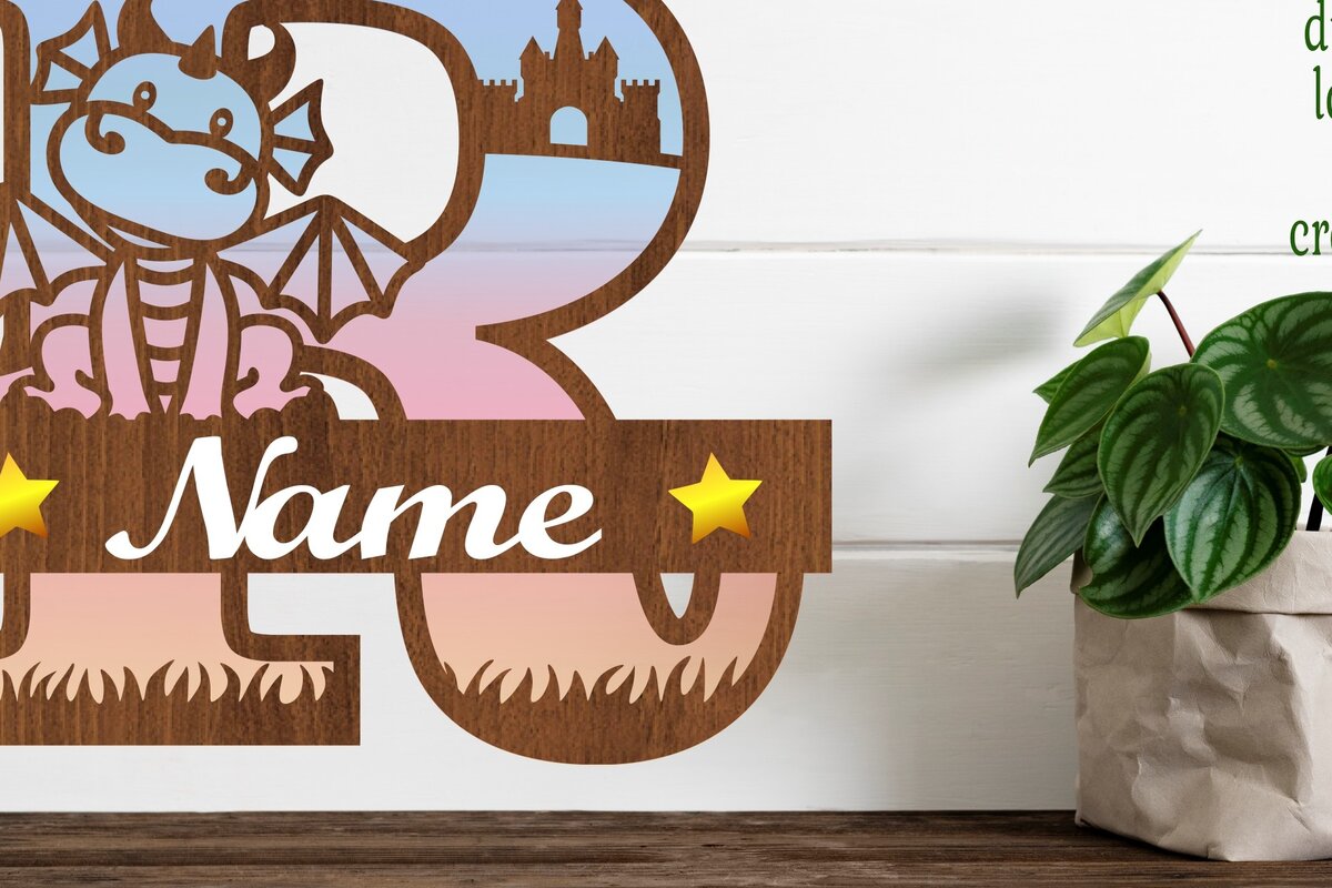 Intra απο ξύλο plywood 3mm-4mm πάχος - Μονόγραμμα με κεφαλαίο Dragon Letter R  Cut Δίασταση 30x20 cm INTRAFABR-75363856