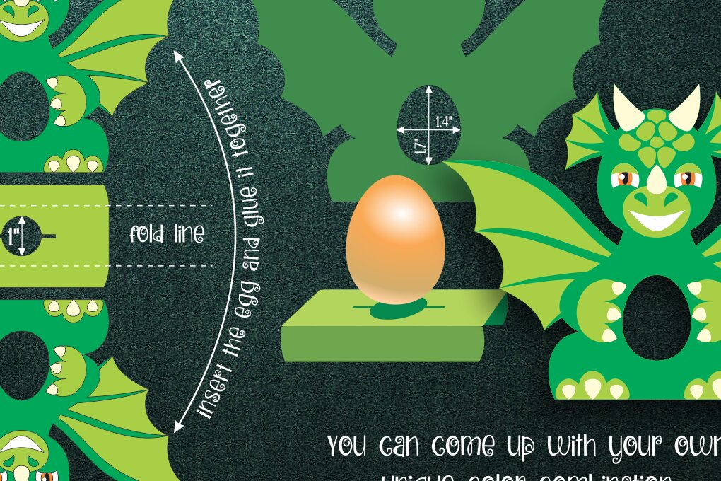 Σετ των 2 Intra απο ξύλο plywood 3mm-4mm πάχος - Πρότυπο θήκης πασχαλινών αυγών δράκων Δίασταση 15x15 cm INTRAFABR-25890915