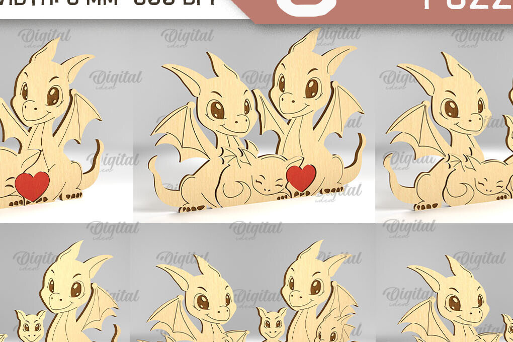 Intra απο ξύλο plywood 3mm-4mm πάχος - Πακέτο  Family Puzzles Dragon Δίασταση 30x20 cm INTRAFABR-91522039