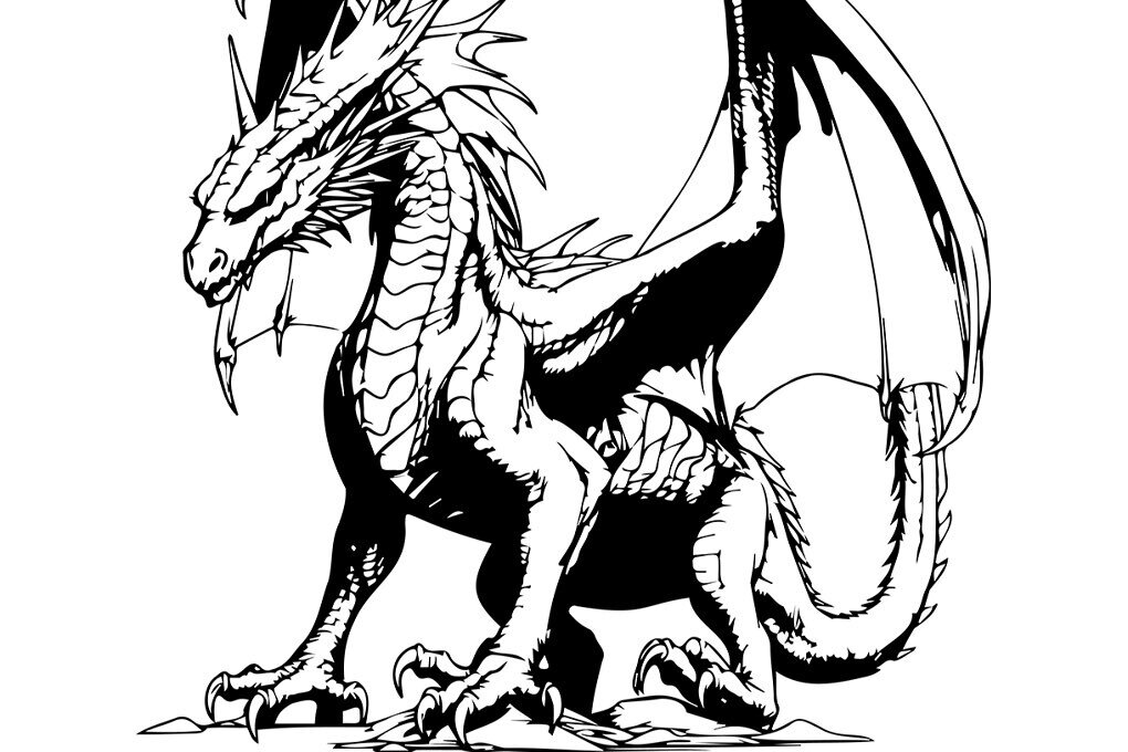 Σετ των 2 Intra απο ξύλο plywood 3mm-4mm πάχος - Διανυσματικό  Dragon | Dragon  Lasercut Δίασταση 30x20 cm INTRAFABR-79760399