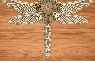 Σετ των 3 Intra απο ξύλο plywood 3mm-4mm πάχος - Dragonfly Δίασταση 18x13 cm INTRAFABR-29184746