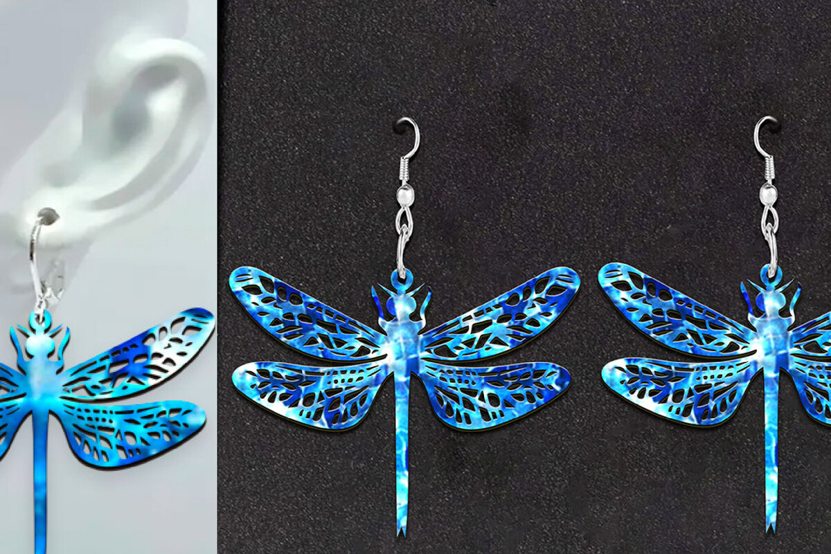 Σετ των 3 Intra απο ξύλο plywood 3mm-4mm πάχος - Dragonfly Boho Σκουλαρίκια Laser Cut. Δίασταση 3x3 cm INTRAFABR-120875848