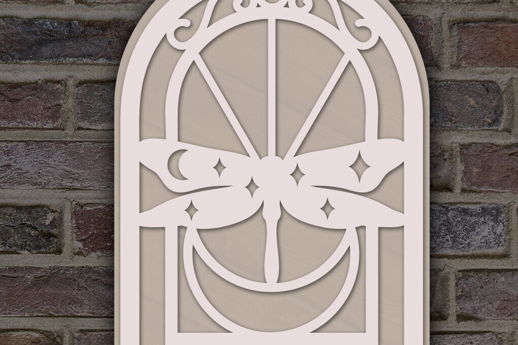 Σετ των 2 Intra απο ξύλο plywood 3mm-4mm πάχος - Dragonfly Moon Cut Laser  Δίασταση 20x20 cm INTRAFABR-120059753