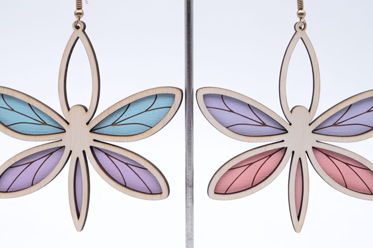 Σετ των 3 Intra απο ξύλο plywood 3mm-4mm πάχος - Dragonfly Wing Drop Earrings  Δίασταση 3x3 cm INTRAFABR-122357035