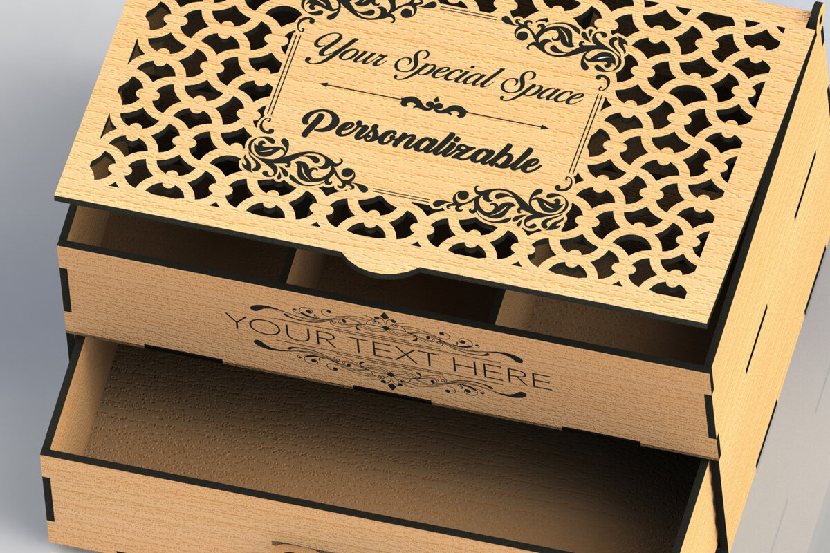 Σετ των 3 Intra απο ξύλο plywood 3mm-4mm πάχος - Αρχεία  συρταριέρα για κόφτες λέιζερ Δίασταση 20x20 cm INTRAFABR-79576957