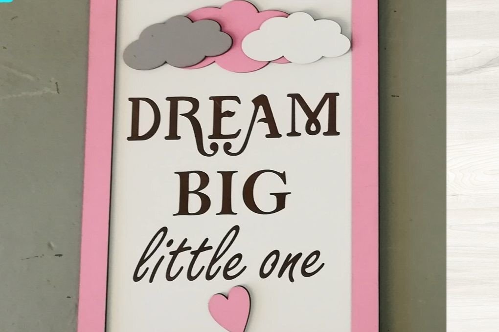 Σετ των 2 Intra απο ξύλο plywood 3mm-4mm πάχος - Dream Big Glowforge Laser Cut  Δίασταση 20x20 cm INTRAFABR-35834784