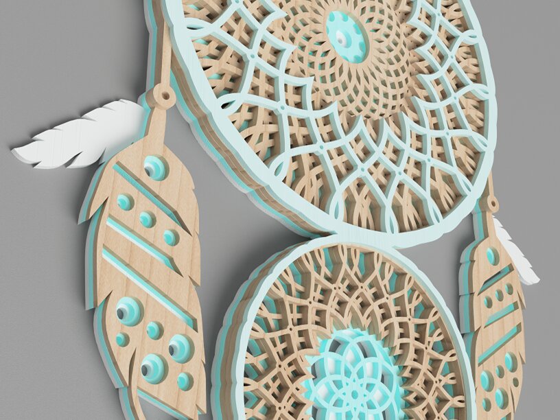 Intra απο ξύλο plywood 3mm-4mm πάχος - Dream Catcher 3D Layered Laser Cut Δίασταση 30x30 cm INTRAFABR-49522260
