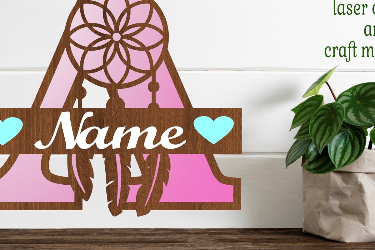 Σετ των 2 Intra απο ξύλο plywood 3mm-4mm πάχος - Ονειροπαγίδα Monogram Letter a  Cut Δίασταση 20x20 cm INTRAFABR-71527664