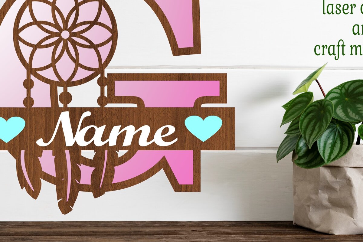 Σετ των 2 Intra απο ξύλο plywood 3mm-4mm πάχος - Ονειροπαγίδα Monogram Letter G  Cut Δίασταση 20x20 cm INTRAFABR-71527754