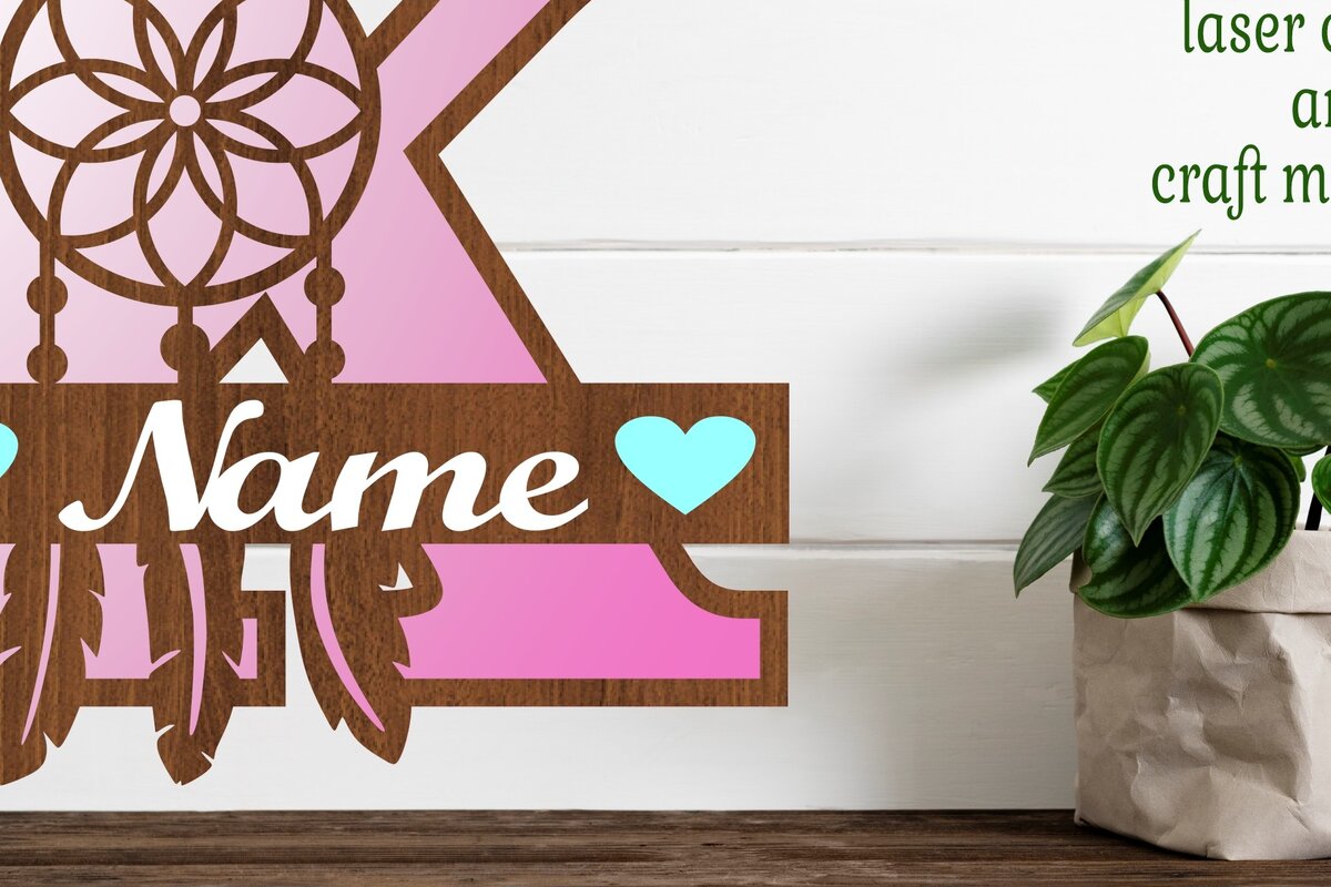 Intra απο ξύλο plywood 3mm-4mm πάχος - Ονειροπαγίδα Monogram Letter K  Cut Δίασταση 20x20 cm INTRAFABR-71527821