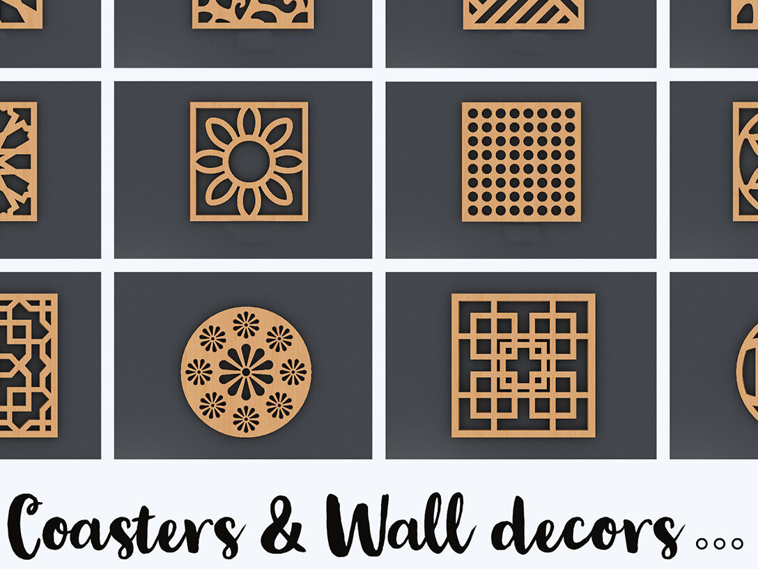 Intra απο ξύλο plywood 3mm-4mm πάχος - Drink Coaster File for Laser Cutting 173 Δίασταση 30x20 cm INTRAFABR-54586082