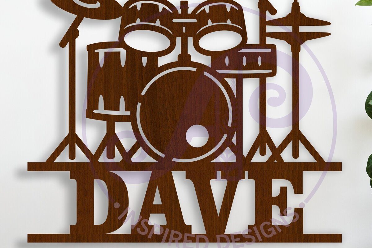 Intra απο ξύλο plywood 3mm-4mm πάχος - Σήμα ονόματος Drum Kit   Laser Cut Δίασταση 30x20 cm INTRAFABR-122284888