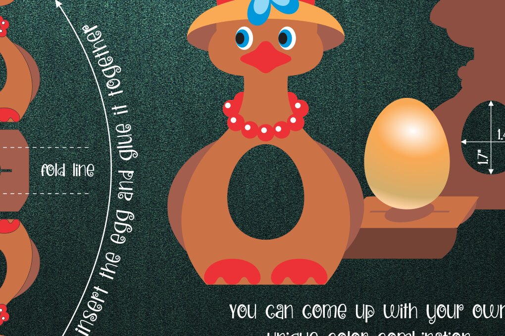 Σετ των 3 Intra απο ξύλο plywood 3mm-4mm πάχος - Πρότυπο θήκης πασχαλινών αυγών πάπιας Δίασταση 15x15 cm INTRAFABR-27114993