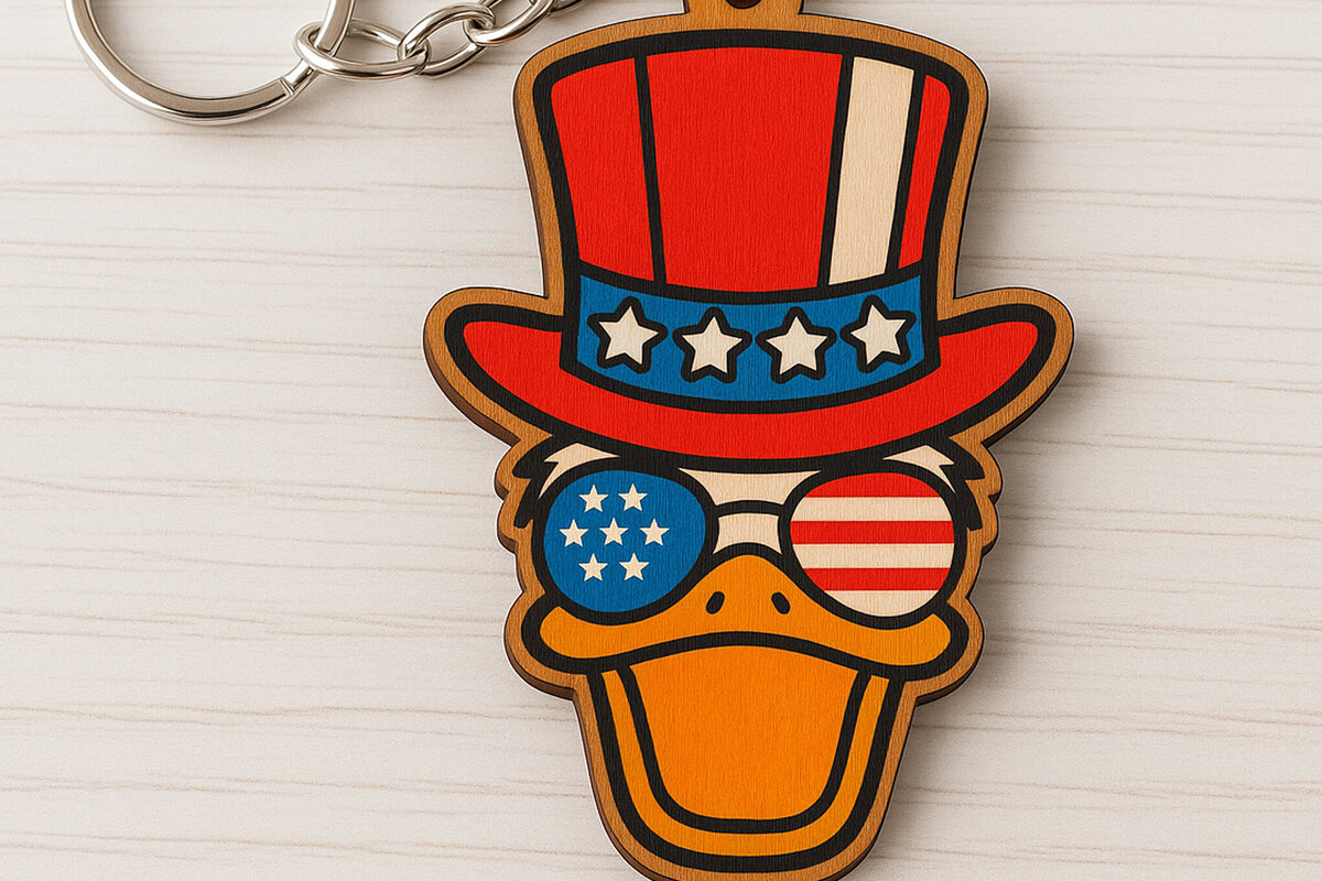 Σετ των 3 Intra απο ξύλο plywood 3mm-4mm πάχος - Μπρελόκ πάπιας  Δίασταση 4x4 cm INTRAFABR-122736772