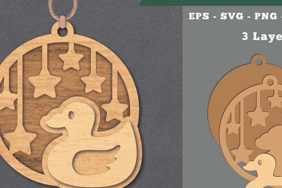 Σετ των 3 Intra απο ξύλο plywood 3mm-4mm πάχος - Στολίδι κοπής με λέιζερ πάπιας  Δίασταση 6x6 cm INTRAFABR-112069837