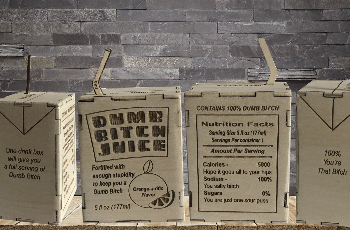 Intra απο ξύλο plywood 3mm-4mm πάχος - Κουτί ποτού χυμού Dumb Bitch Δίασταση 20x20 cm INTRAFABR-31680807