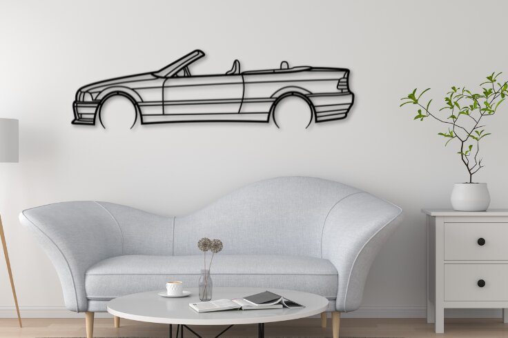 Σετ των 2 Intra απο ξύλο plywood 3mm-4mm πάχος - E36 Convertible Laser Cut Car Silhouette Δίασταση 20x20 cm INTRAFABR-112045268