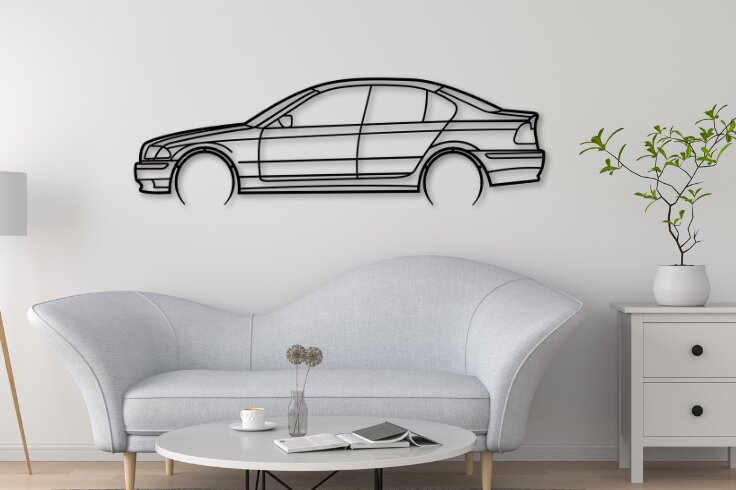 Σετ των 2 Intra απο ξύλο plywood 3mm-4mm πάχος - E46 Σιλουέτα αυτοκινήτου με  σεντάν Δίασταση 20x20 cm INTRAFABR-112116123