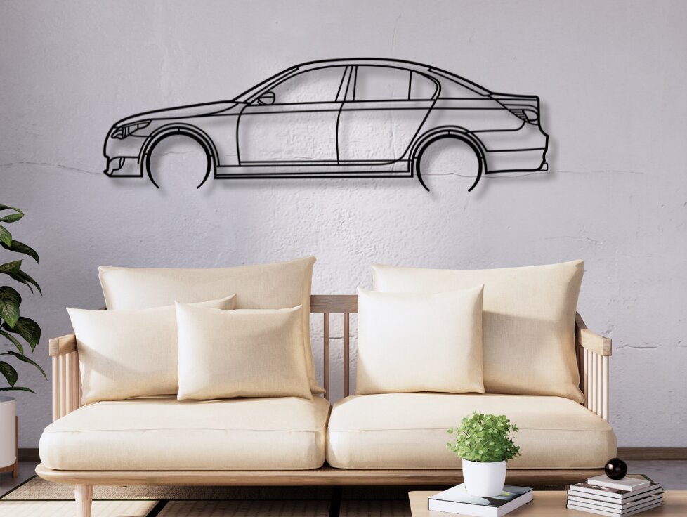 Σετ των 2 Intra απο ξύλο plywood 3mm-4mm πάχος - E60 διανυσματική σιλουέτα αυτοκινήτου κοπής με λέιζερ Δίασταση 20x20 cm INTRAFABR-115928617