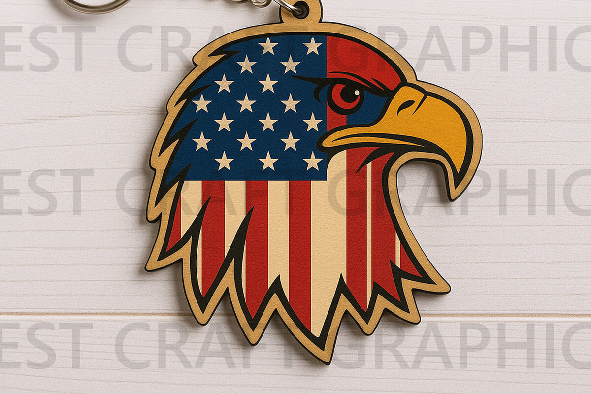 Σετ των 3 Intra απο ξύλο plywood 3mm-4mm πάχος - Eagle Flag Head Keychain  Δίασταση 4x4 cm INTRAFABR-122666426