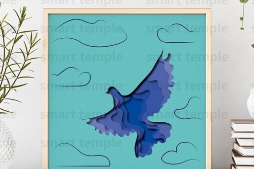Intra απο ξύλο plywood 3mm-4mm πάχος - Eagle Shadow Box , Birds 3d Paper Art Δίασταση 25x25 cm INTRAFABR-81187038
