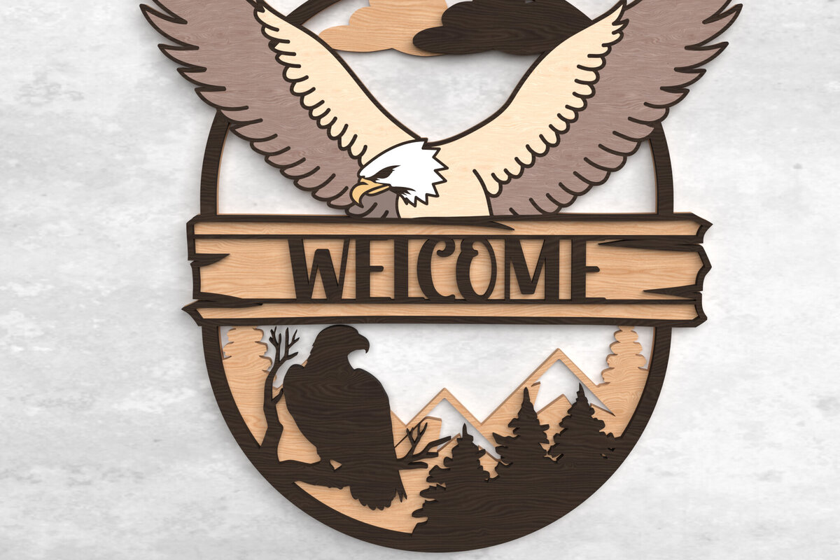 Intra απο ξύλο plywood 3mm-4mm πάχος - Eagle Welcome Sign - Laser Cut Δίασταση 30x20 cm INTRAFABR-117770746