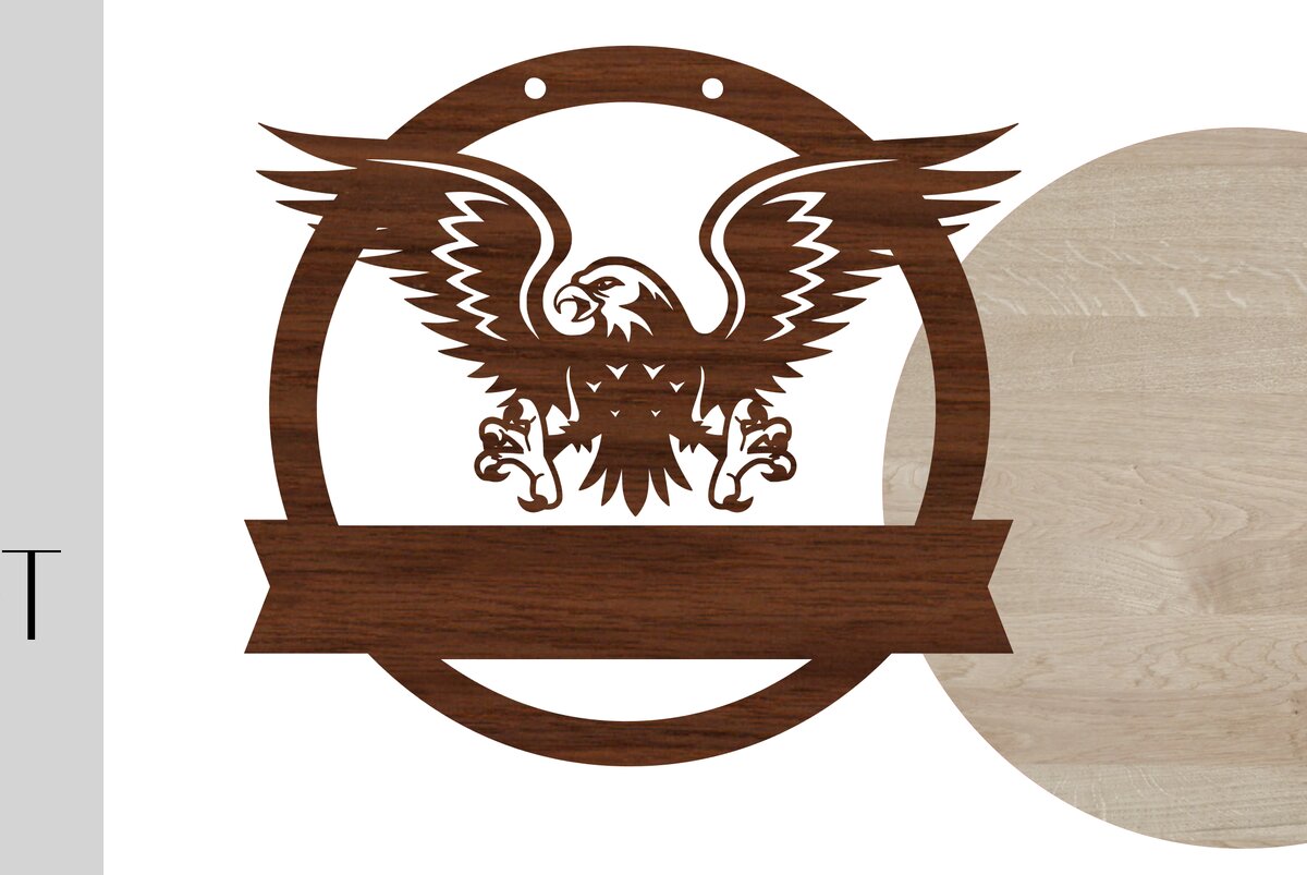 Σετ των 2 Intra απο ξύλο plywood 3mm-4mm πάχος - Σήμα καλωσορίσματος Eagle Δίασταση 20x20 cm INTRAFABR-13922456