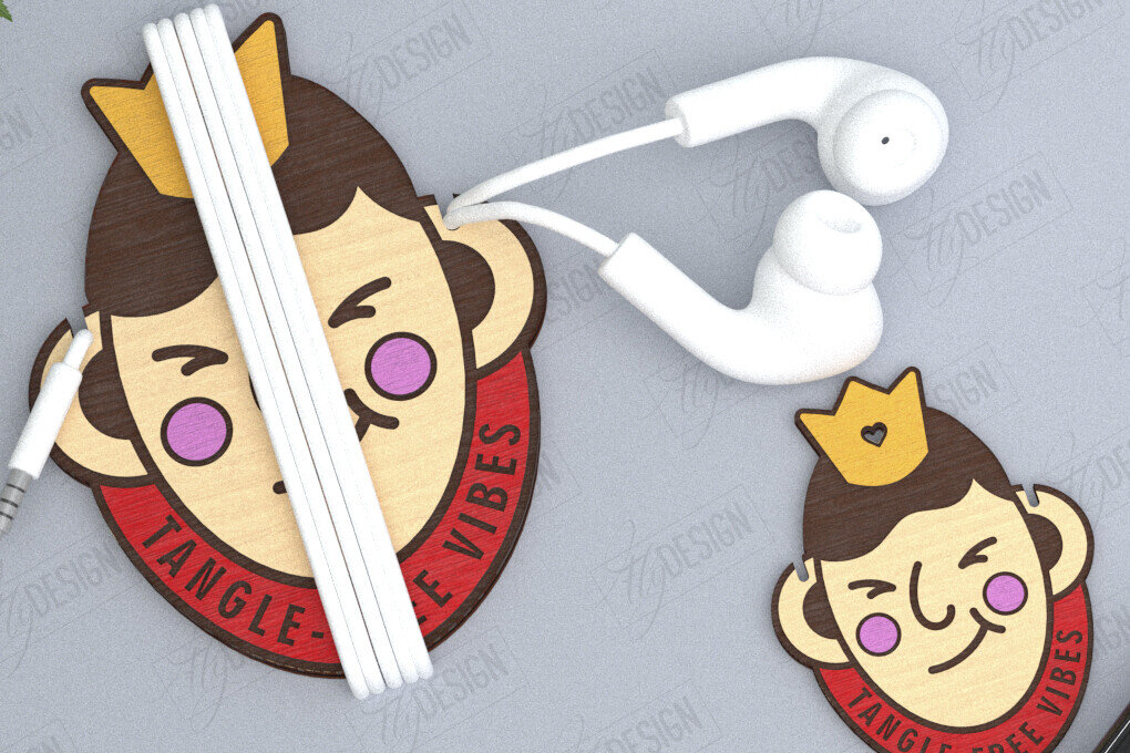 Σετ των 2 Intra απο ξύλο plywood 3mm-4mm πάχος - Ακουστικό Cord Organizer Cut Laser | CNC Δίασταση 20x20 cm INTRAFABR-120134277