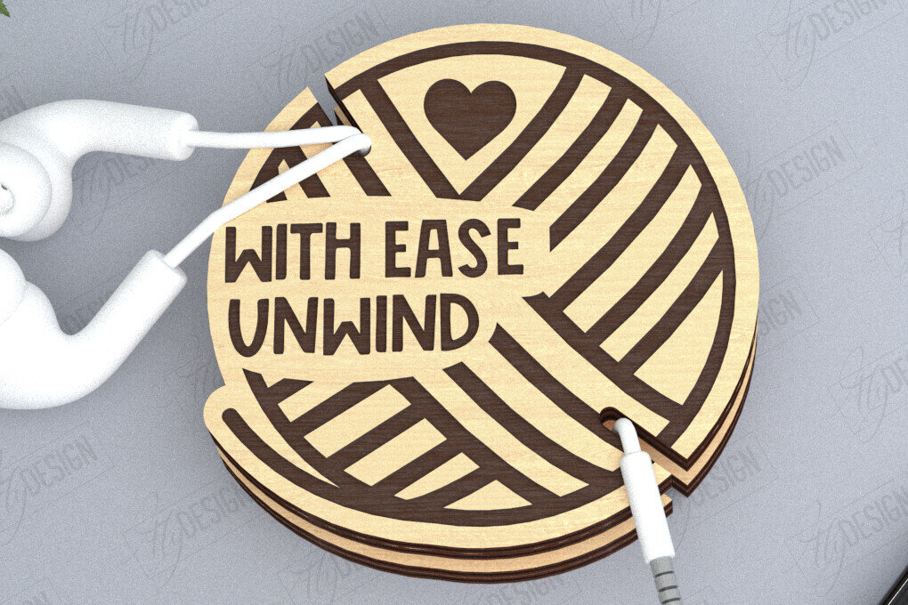 Σετ των 2 Intra απο ξύλο plywood 3mm-4mm πάχος - Ακουστικό Cord Organizer Cut Laser | CNC Δίασταση 20x20 cm INTRAFABR-119898098