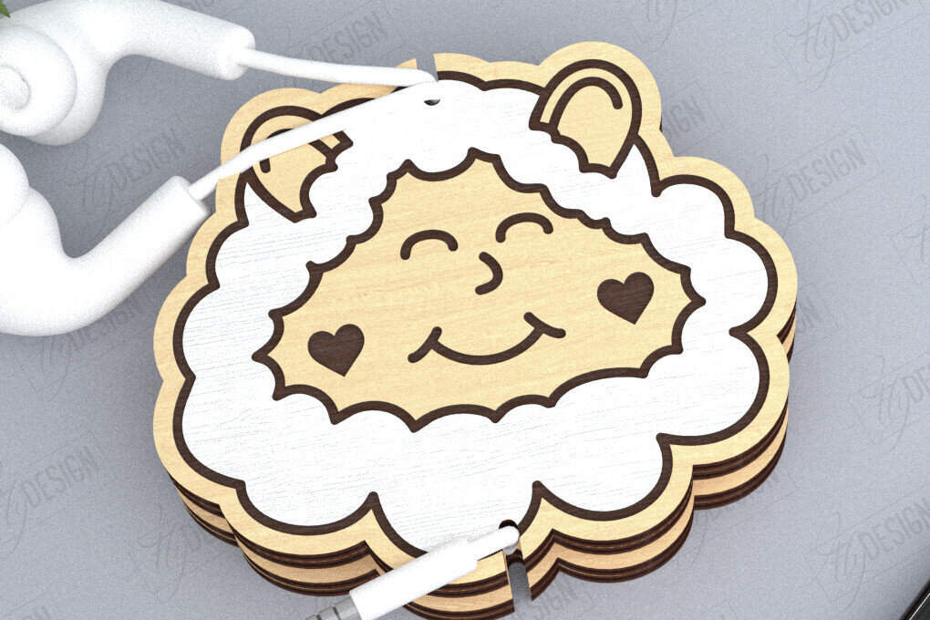 Σετ των 2 Intra απο ξύλο plywood 3mm-4mm πάχος - Ακουστικό Cord Organizer Cut Laser | CNC Δίασταση 20x20 cm INTRAFABR-119898107