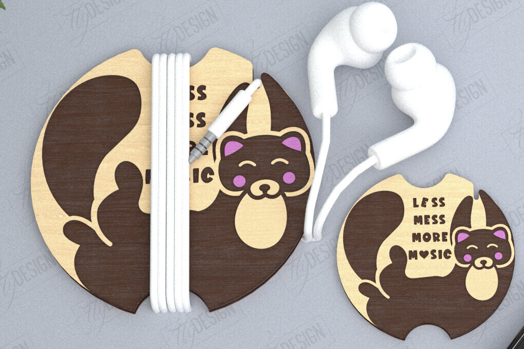 Σετ των 2 Intra απο ξύλο plywood 3mm-4mm πάχος - Ακουστικό Cord Organizer Cut Laser | CNC Δίασταση 20x20 cm INTRAFABR-120134270