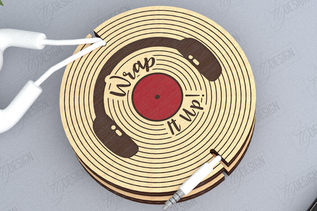 Σετ των 2 Intra απο ξύλο plywood 3mm-4mm πάχος - Ακουστικό Cord Organizer Cut Laser | CNC Δίασταση 20x20 cm INTRAFABR-119898091