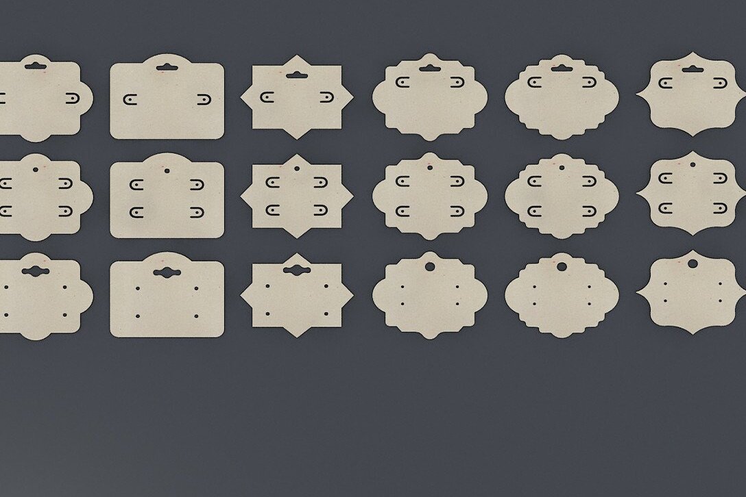 Σετ των 3 Intra απο ξύλο plywood 3mm-4mm πάχος - Earring Card  / Jewelry Card Holder Δίασταση 3x3 cm INTRAFABR-37105720