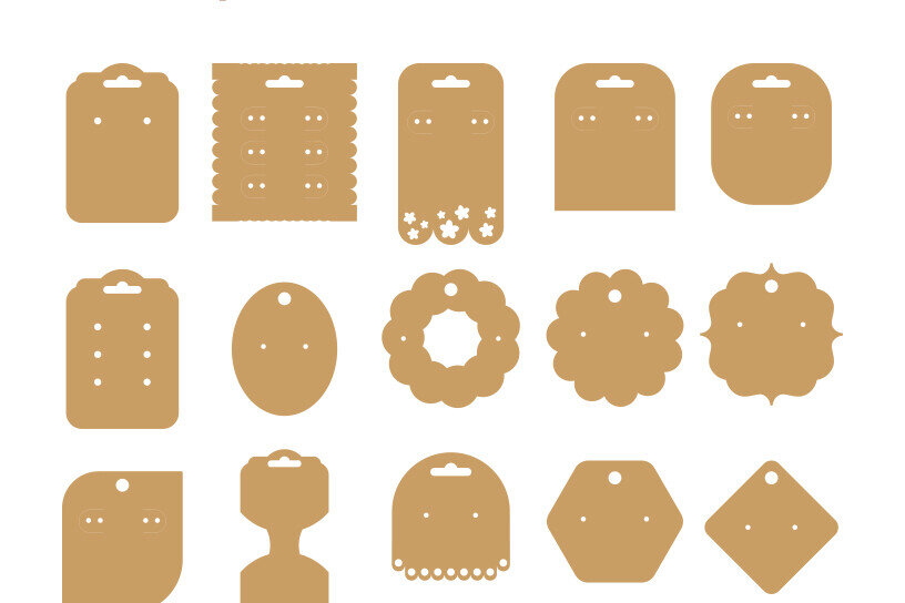 Σετ των 3 Intra απο ξύλο plywood 3mm-4mm πάχος - Σετ προτύπου  κάρτας προβολής σκουλαρικιών 15 Δίασταση 3x3 cm INTRAFABR-104369108