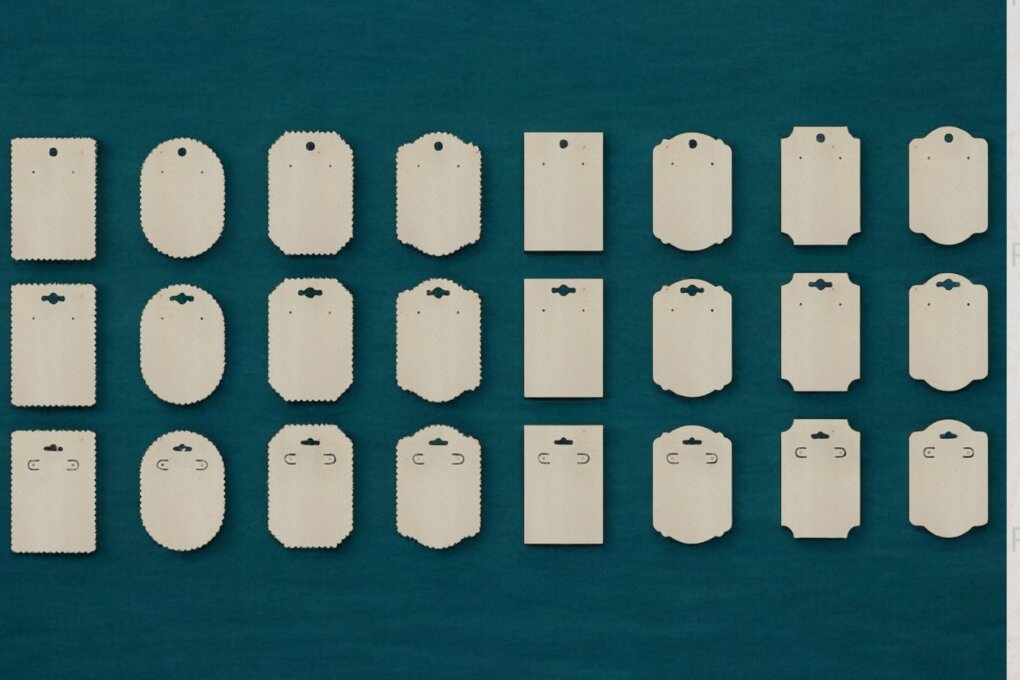 Σετ των 3 Intra απο ξύλο plywood 3mm-4mm πάχος - Πρότυπα καρτών εμφάνισης σκουλαρικιών 236 Δίασταση 3x3 cm INTRAFABR-118582840