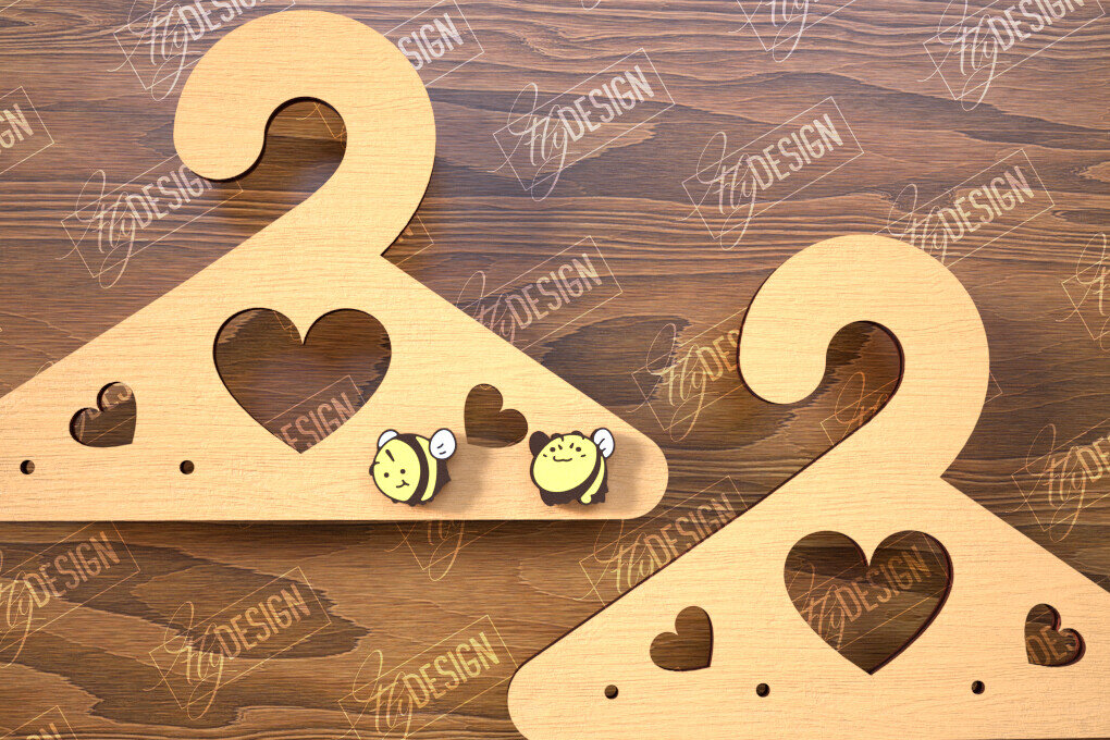 Σετ των 3 Intra απο ξύλο plywood 3mm-4mm πάχος - Εμφάνιση σκουλαρικιών | Οθόνη σε σχήμα κρεμάστρας Δίασταση 3x3 cm INTRAFABR-102524970