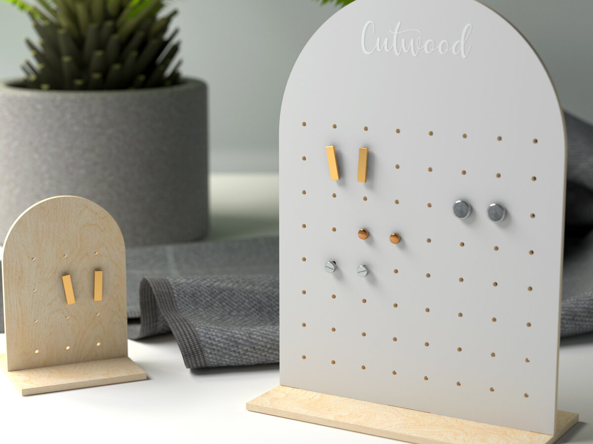 Σετ των 3 Intra απο ξύλο plywood 3mm-4mm πάχος - Βάση οθόνης σκουλαρικιών Δίασταση 3x3 cm INTRAFABR-25913258