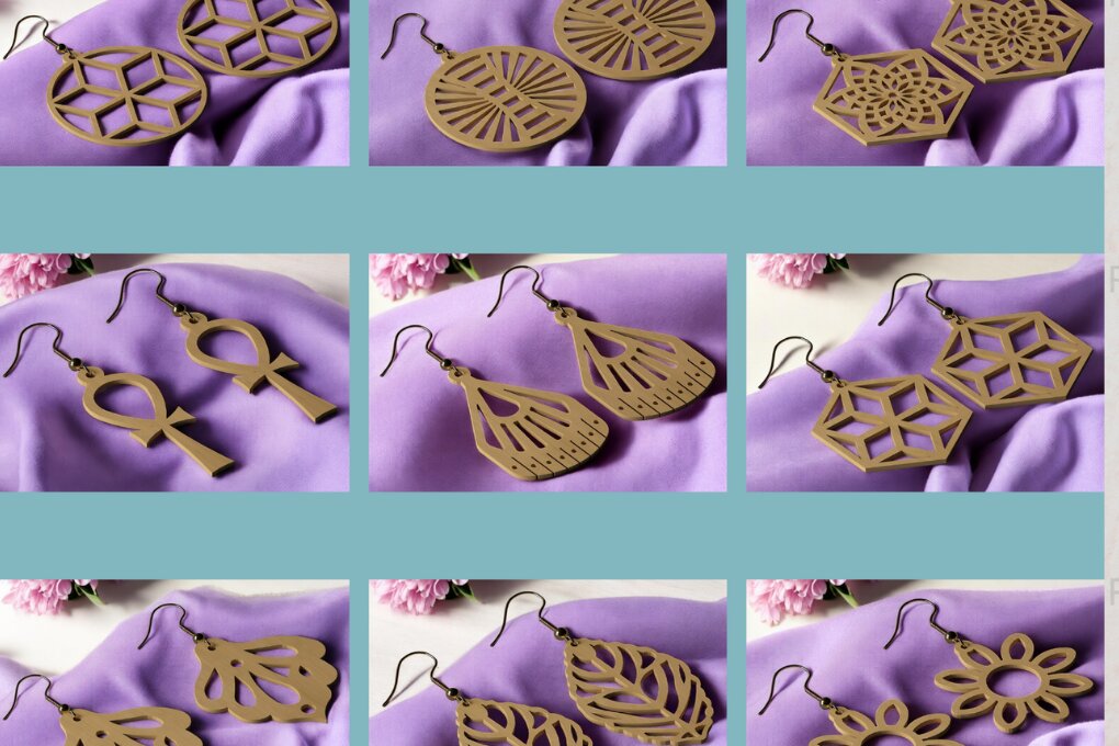 Σετ των 3 Intra απο ξύλο plywood 3mm-4mm πάχος - Σκουλαρίκι Laser Cut Bundle 218 Δίασταση 3x3 cm INTRAFABR-118486207