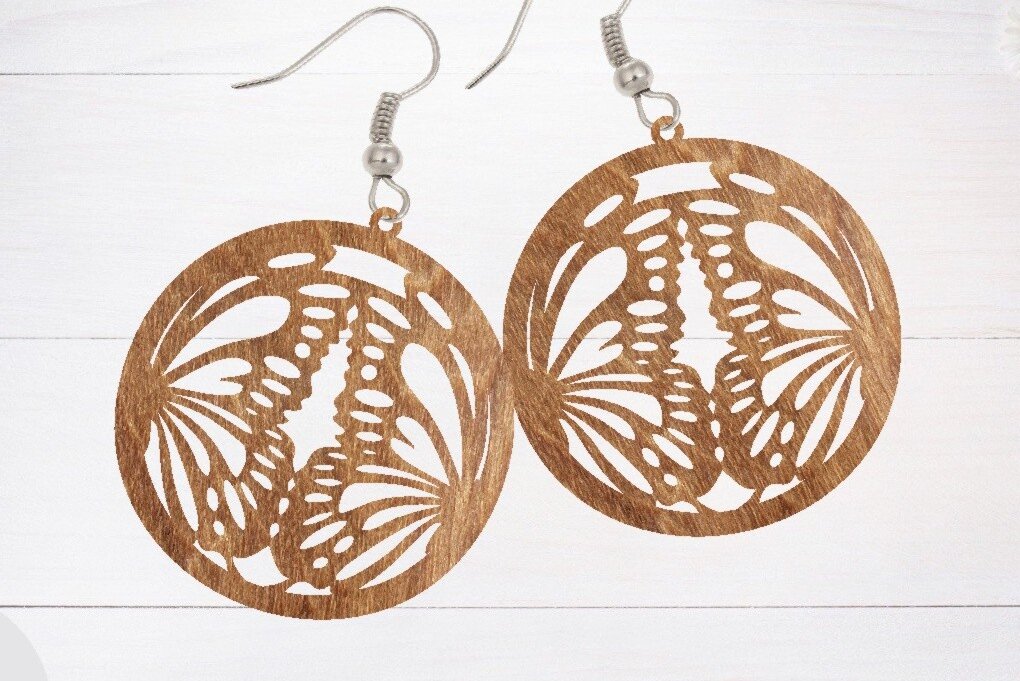 Σετ των 3 Intra απο ξύλο plywood 3mm-4mm πάχος - Σκουλαρίκι Laser Cut, Σκουλαρίκι πεταλούδα Δίασταση 3x3 cm INTRAFABR-66875187