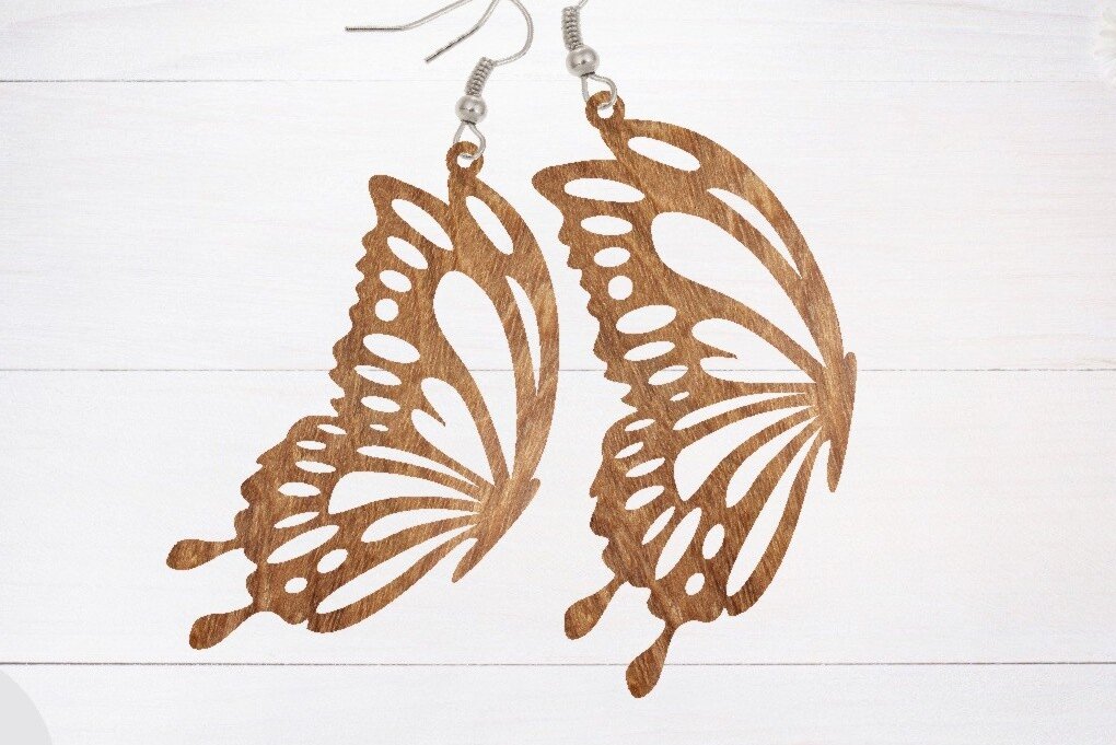 Σετ των 3 Intra απο ξύλο plywood 3mm-4mm πάχος - Σκουλαρίκι Laser Cut, Σκουλαρίκι πεταλούδα Δίασταση 3x3 cm INTRAFABR-66527658