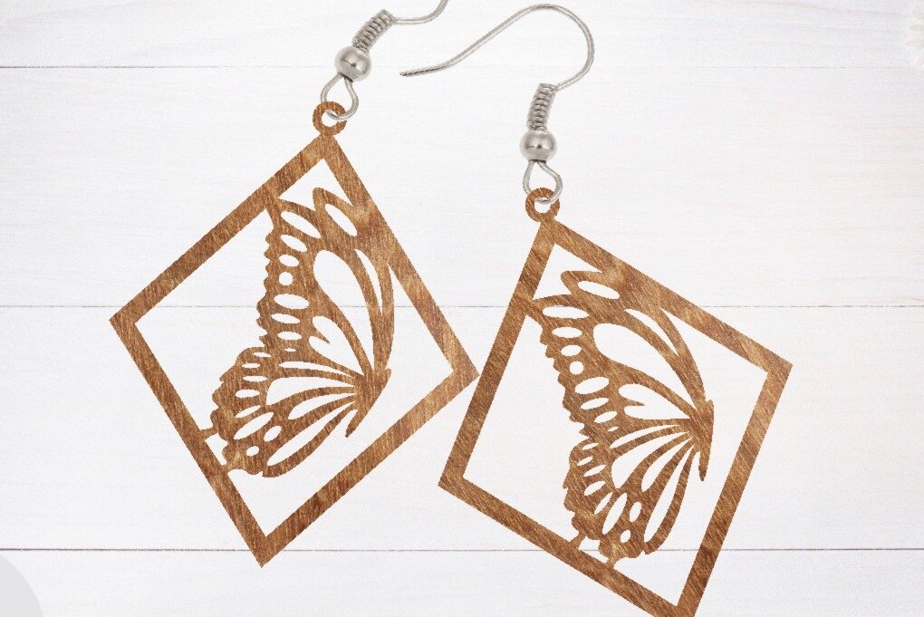 Σετ των 3 Intra απο ξύλο plywood 3mm-4mm πάχος - Σκουλαρίκι Laser Cut File, Σκουλαρίκι  Δίασταση 3x3 cm INTRAFABR-66910147