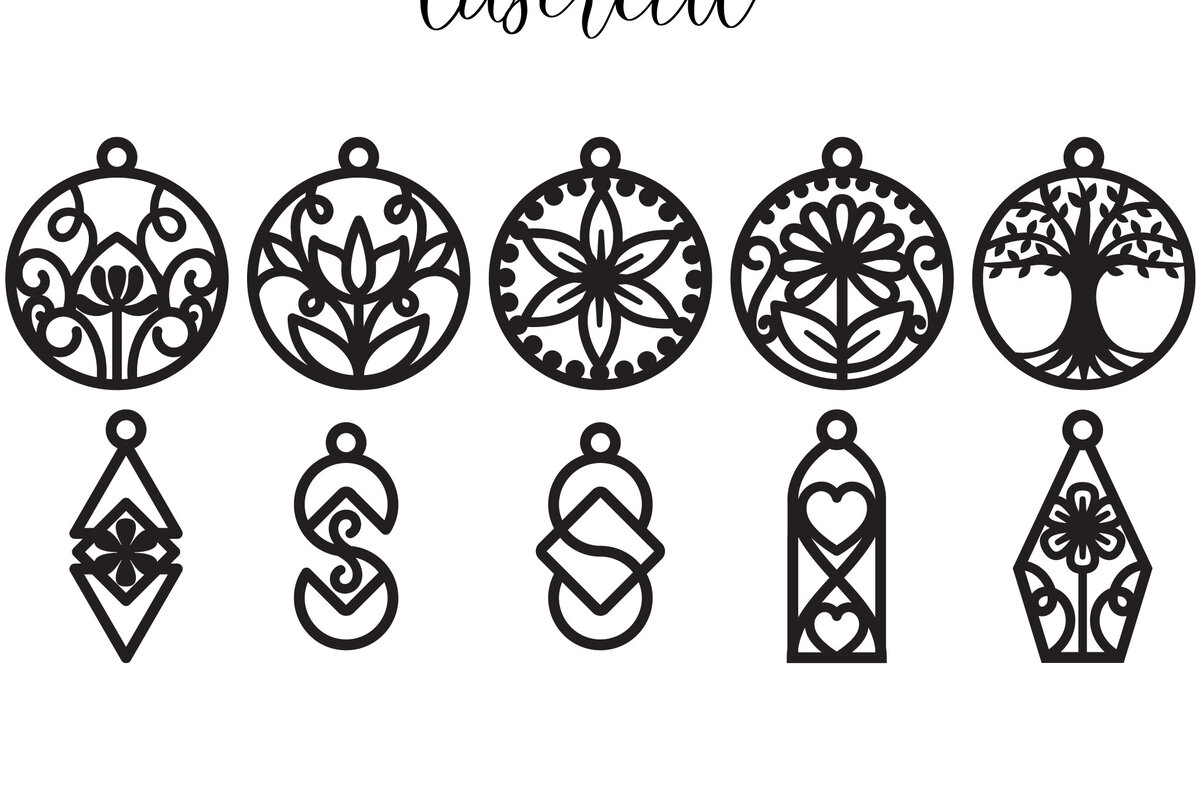 Σετ των 3 Intra απο ξύλο plywood 3mm-4mm πάχος - Σκουλαρίκι LaserCut -  Lasercut Δίασταση 3x3 cm INTRAFABR-116548649