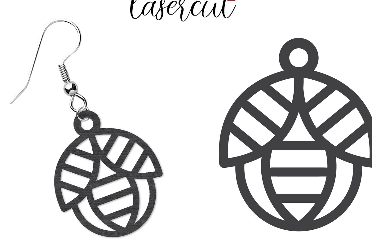 Σετ των 3 Intra απο ξύλο plywood 3mm-4mm πάχος - Σκουλαρίκι LaserCut -  Lasercut Δίασταση 3x3 cm INTRAFABR-116646971