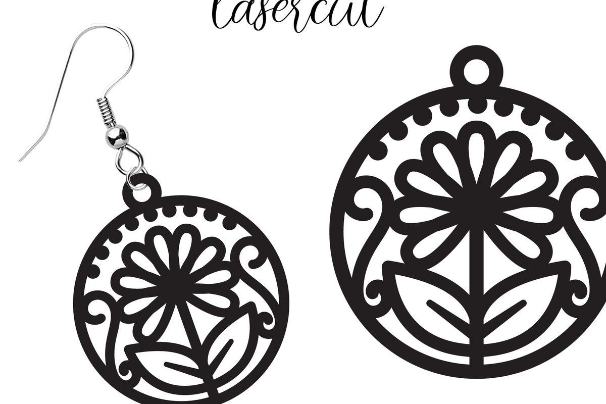 Σετ των 3 Intra απο ξύλο plywood 3mm-4mm πάχος - Σκουλαρίκι LaserCut -  Lasercut Δίασταση 3x3 cm INTRAFABR-116548441