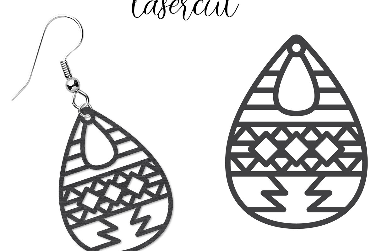 Σετ των 3 Intra απο ξύλο plywood 3mm-4mm πάχος - Σκουλαρίκι LaserCut -  Lasercut Δίασταση 3x3 cm INTRAFABR-117435345