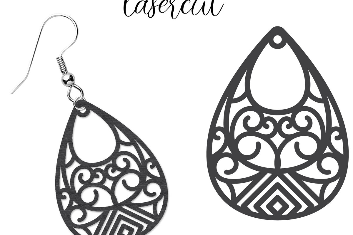 Σετ των 3 Intra απο ξύλο plywood 3mm-4mm πάχος - Σκουλαρίκι LaserCut -  Lasercut Δίασταση 3x3 cm INTRAFABR-117435356